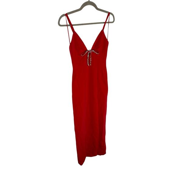 Cinq a Sept Adele Gown Maxi Bow Embellished Formal Elegant Statement Red Size 0 - Picture 5 of 11